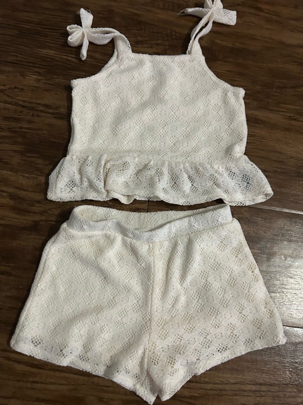 H&M White Lace Girls Matching Set - Tank & Shorts